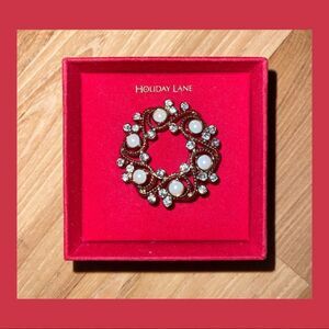 Holiday Lane Gold Christmas Wreath Pin Holiday Lane Gold Christmas Wreath Pin